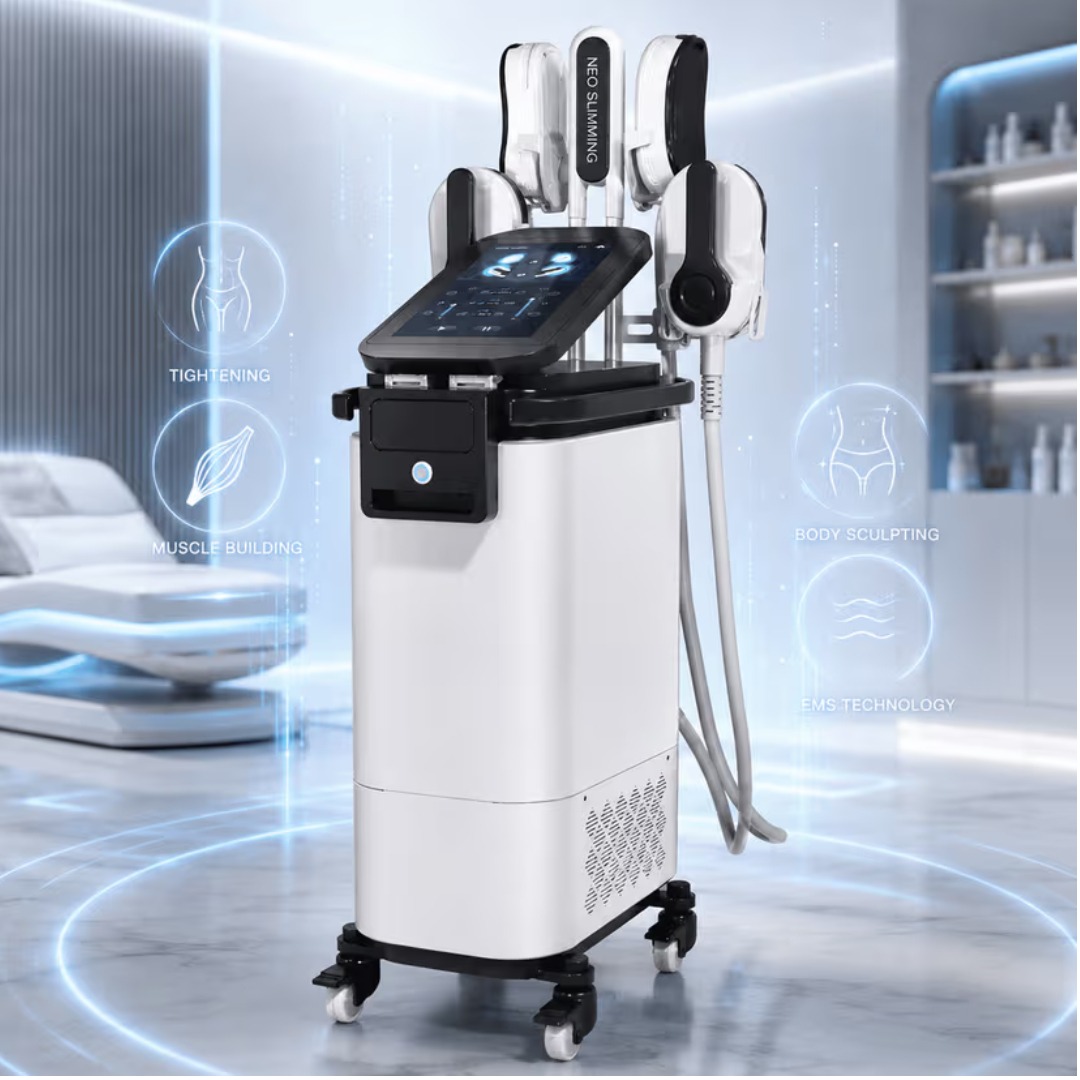 Vertical HIFEM + RF Body Contouring Machine with 4 Handles and 15.6-Inch Screen