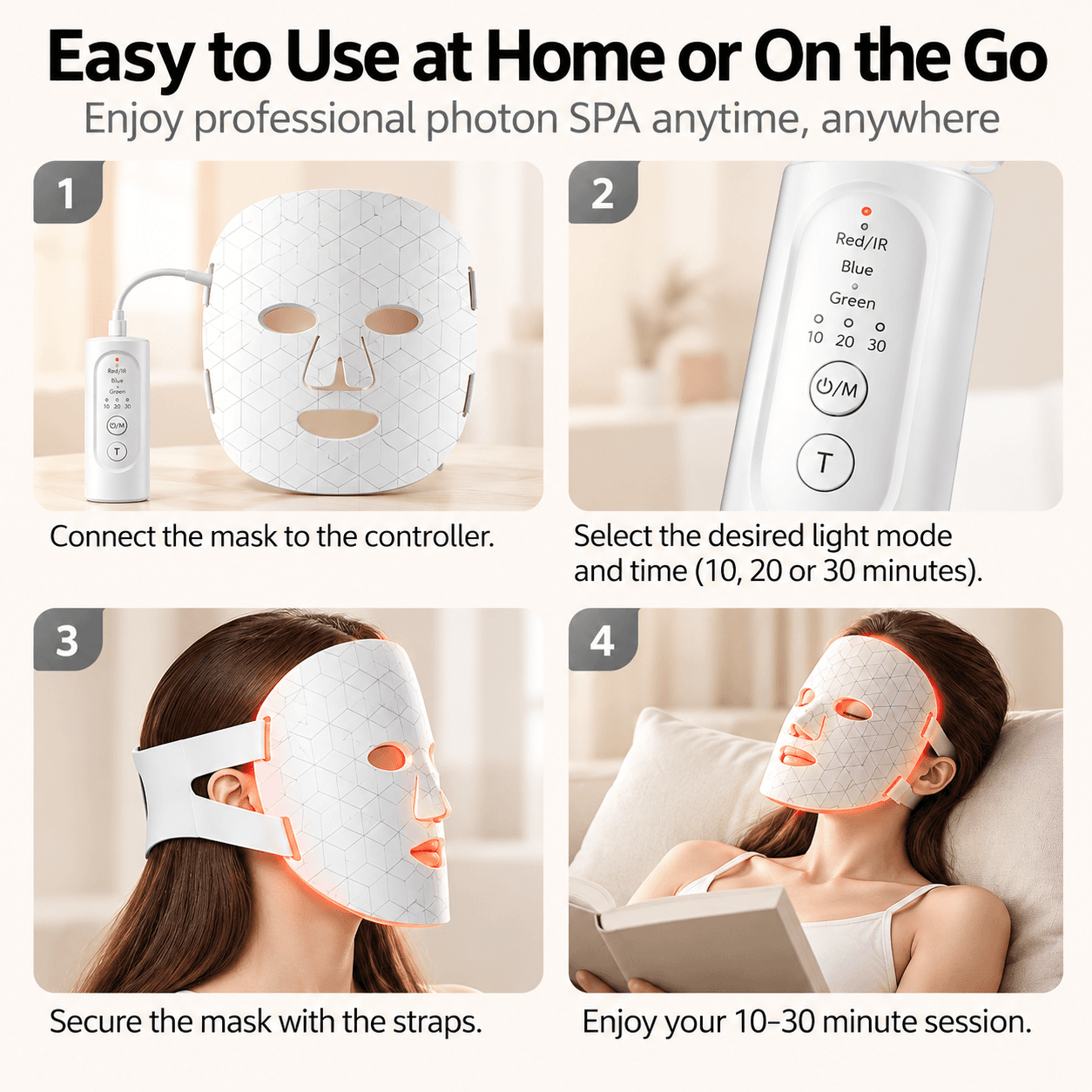 Multi-Wavelength LED Silicone Facial Mask 72 LEDs Rechargeable — photo 4