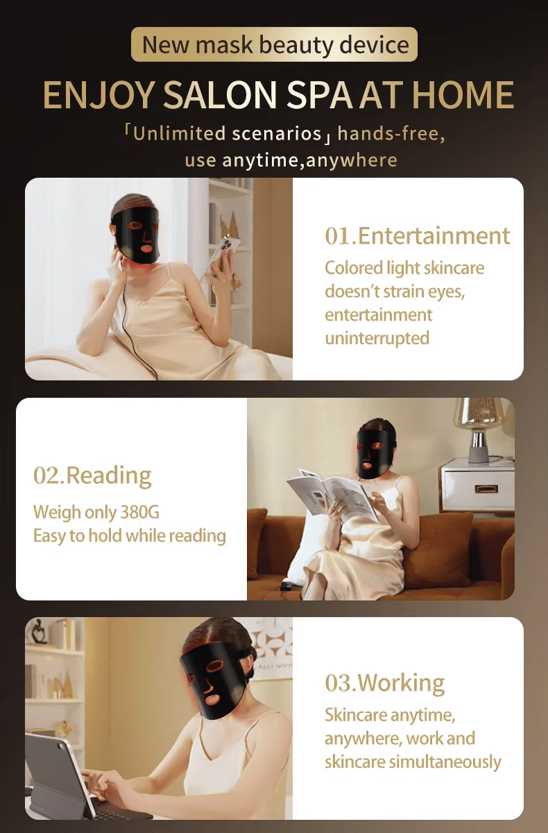 3-Color LED Light Therapy Face Mask with 64 Beads and 192 Beams KKS-280 — photo 3