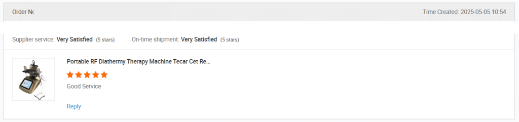 Screenshot of a review on Alibaba