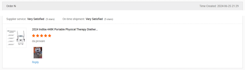 Screenshot of a review on Alibaba