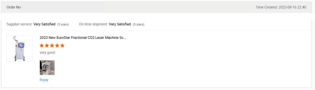 Screenshot of a review on Alibaba