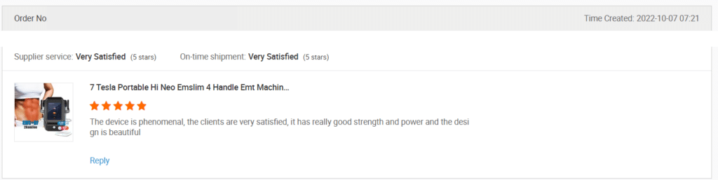 Screenshot of a review on Alibaba