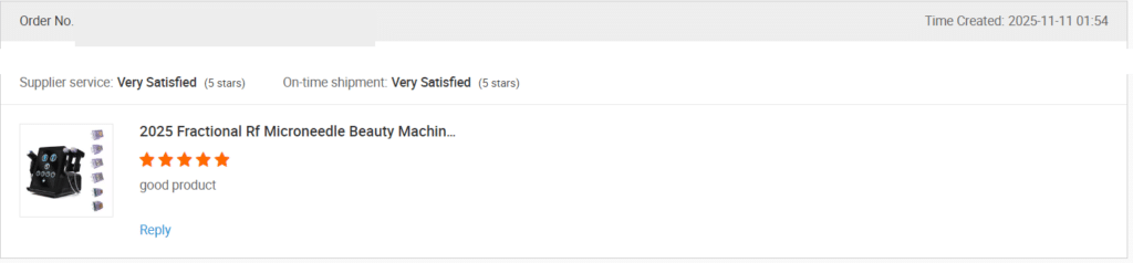 Screenshot of a review on Alibaba