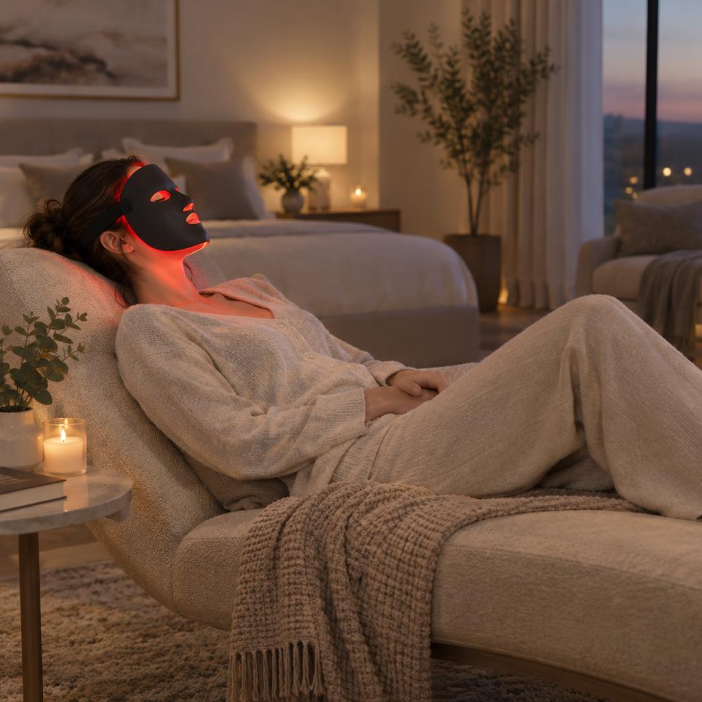 Silicone LED Light Therapy Face Mask with 144 Light Beads KKS-281 — illustrative use case 1 (AI-generated illustration)